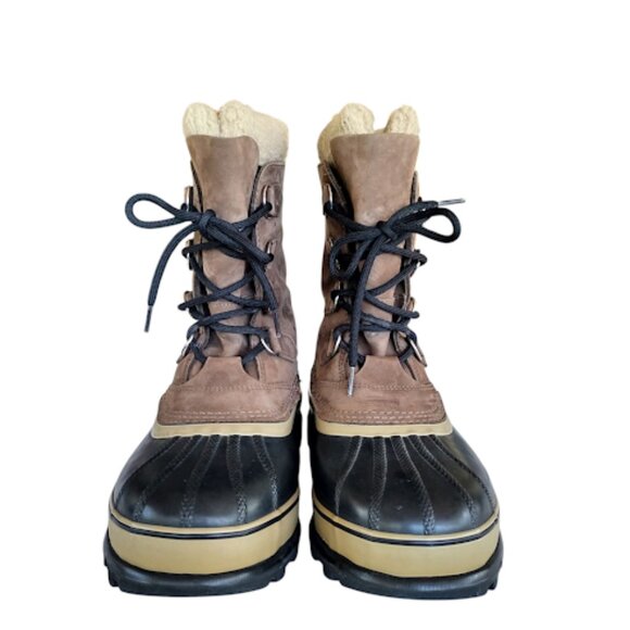 SOREL | Size 11 Brown Caribou Waterproof Leather Winter Snow Boots Workwear - Picture 6 of 10
